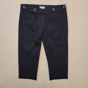 ALBERTO MAKALI Black Rhinestone Grommet Cropped Capri Pants